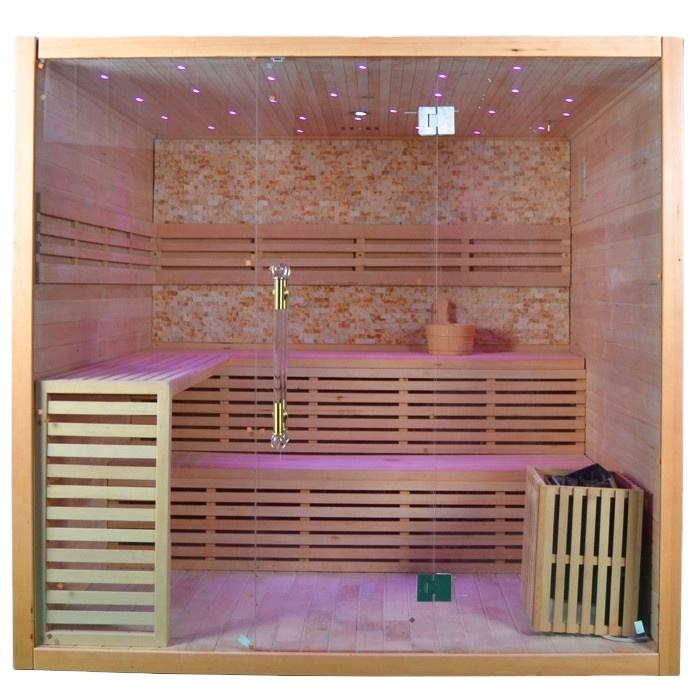 SAUNA EVOLUTION® Hemlock / Red Cedar Indoor Therapy Wood Steam Sauna Rooms Glass 09