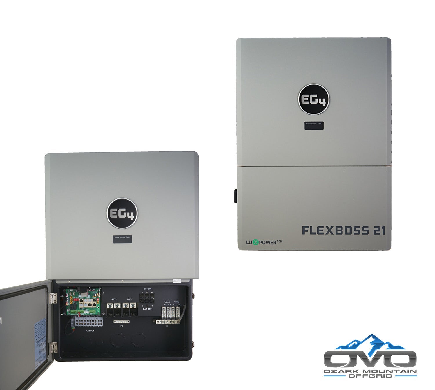 25KW Complete Offgrid Solar Kit + EG4 FlexBOSS21 + 3x 32KW OMO 48V Freedom Series Lithium Battery + 26.4KW Solar with Roof Mounting Rails and Wiring