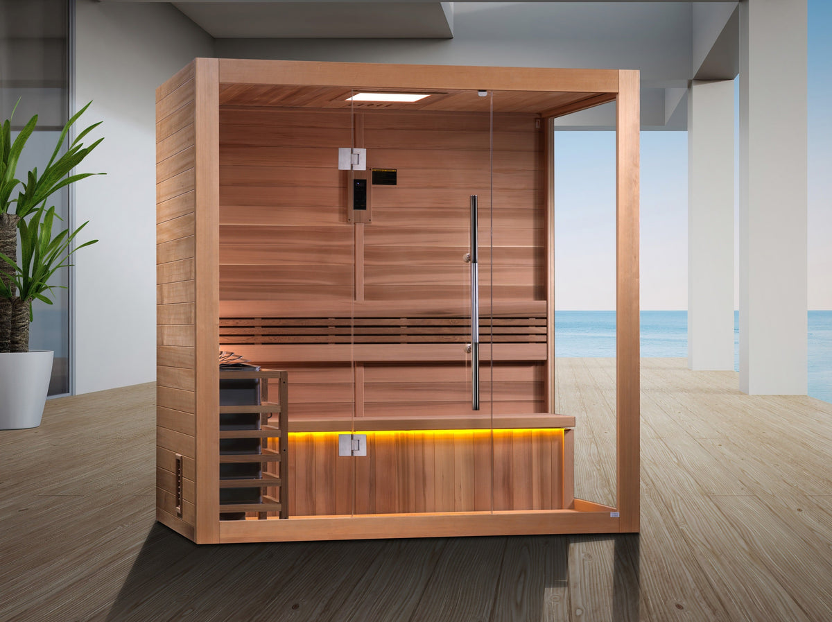 SAUNA EVOLUTION® Indoor Modern Solid Wood Steam Sauna Glass 15