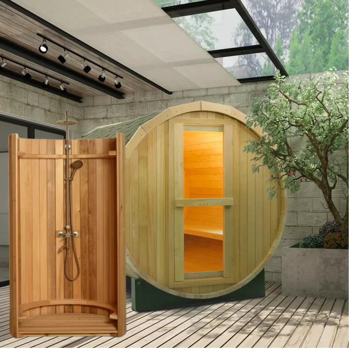 SAUNA EVOLUTION® Curved Rinse Outdoor Shower