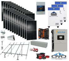 Load image into Gallery viewer, 12KW Complete Offgrid Solar Kit - 3x 32kWh OMO 48V Freedom Series Lithium Battery + 15K Sol-Ark Inverter +13.2KW Solar with Ground Mount and Wiring