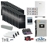 12KW Complete Offgrid Solar Kit - 15.36kWh Pytes Lithium Battery + 15K Sol-Ark Inverter +13.2KW Solar with Mounting Rails and Wiring