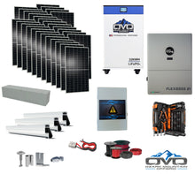 Load image into Gallery viewer, 15KW Complete Offgrid Solar Kit + EG4 FlexBOSS21 + 32KW OMO 48V Freedom Series Lithium Battery + 15.4KW Solar with Roof Mounting Rails and Wiring