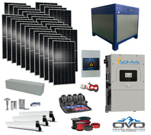 Load image into Gallery viewer, 15KW Complete Offgrid Solar Kit - 62kWh Lithium Battery + 15K Sol-Ark Inverter +15.4KW Solar with Roof Mounting Rails and Wiring
