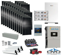 Load image into Gallery viewer, 15KW Complete Offgrid Solar Kit - 15.36kWh Pytes Lithium Battery + 15K Sol-Ark Inverter +15.4KW Solar with Mounting Rails and Wiring