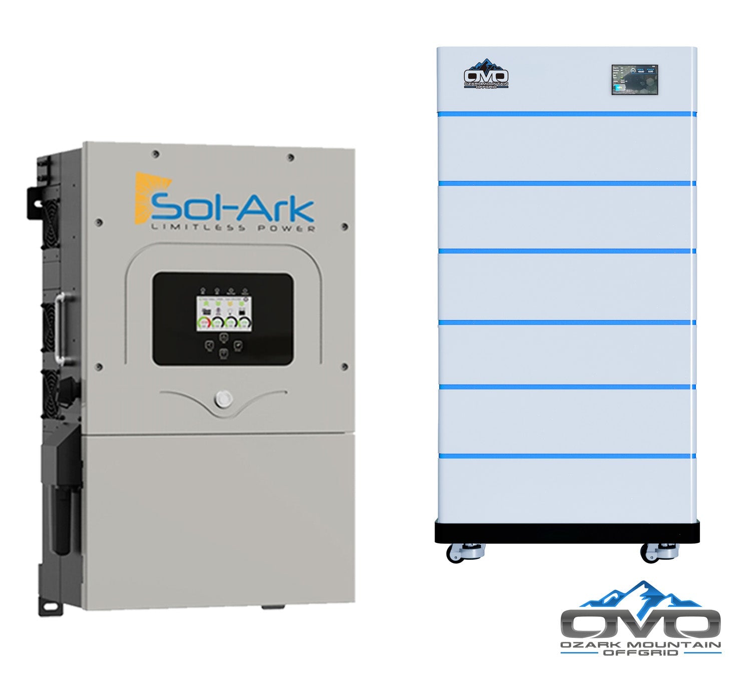 30KW Complete Offgrid Solar Kit - 15K Sol-Ark Inverter + 30.72KW OMO Stack Lithium Battery +30.8KW Solar with Ground Mount and Wiring