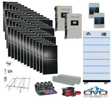 Load image into Gallery viewer, 25KW Complete Offgrid Solar Kit - 15K Sol-Ark Inverter + 30.72KW OMO Stack Lithium Battery +26.4KW Solar with Ground Mount and Wiring
