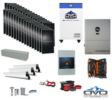 Load image into Gallery viewer, 17KW Complete Offgrid Solar Kit + EG4 FlexBOSS21 + 32KW OMO 48V Freedom Series Lithium Battery + 17.6KW Solar with Roof Mounting Rails and Wiring
