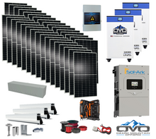 Load image into Gallery viewer, 17KW Complete Offgrid Solar Kit - 3x 32kWh OMO 48V Freedom Series Lithium Battery + 15K Sol-Ark Inverter + 17.6KW Solar with Roof Mount and Wiring