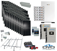 Load image into Gallery viewer, 25KW Complete Offgrid Solar Kit - 30.72kWh Pytes Lithium Battery+ 2x15K Sol-Ark Inverter +26.4KW Solar with Ground Mount and Wiring