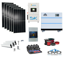 Load image into Gallery viewer, 3.3KW Complete Offgrid Solar Kit + 5K Sol-Ark Inverter + 10.24KW OMO Stack Lithium Battery +2.2KW Solar with Mounting Rails and Wiring