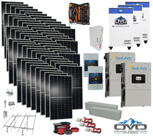 Load image into Gallery viewer, 30KW Complete Offgrid Solar Kit + 2x 15K Sol-Ark Inverter + 3x 32kWh OMO 48V Freedom Series Lithium Battery +30.8KW Solar with Ground Mount and Wiring