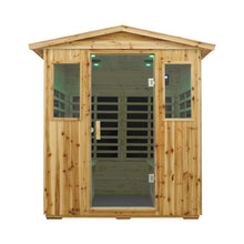 Load image into Gallery viewer, Deluxe 4-Person Outdoor Infrared Hemlock Sauna With Bluetooth Speakers &amp; LED Lighting (SAK96371)