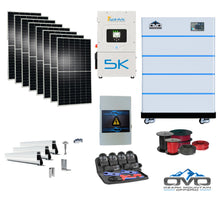 Load image into Gallery viewer, 4.4KW Complete Offgrid Solar Kit + 5K Sol-Ark Inverter + 20.48KW OMO Stack Lithium Battery +2.2KW Solar with Mounting Rails and Wiring