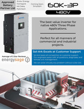 Load image into Gallery viewer, Commercial 60KW Solar Array - 3 Phase 480V Solar Kit + 60K 480V Sol-Ark Inverter + 60KW Sol-Ark INDOOR Lithium Battery +60.5KW Solar with Ground Mount and Wiring
