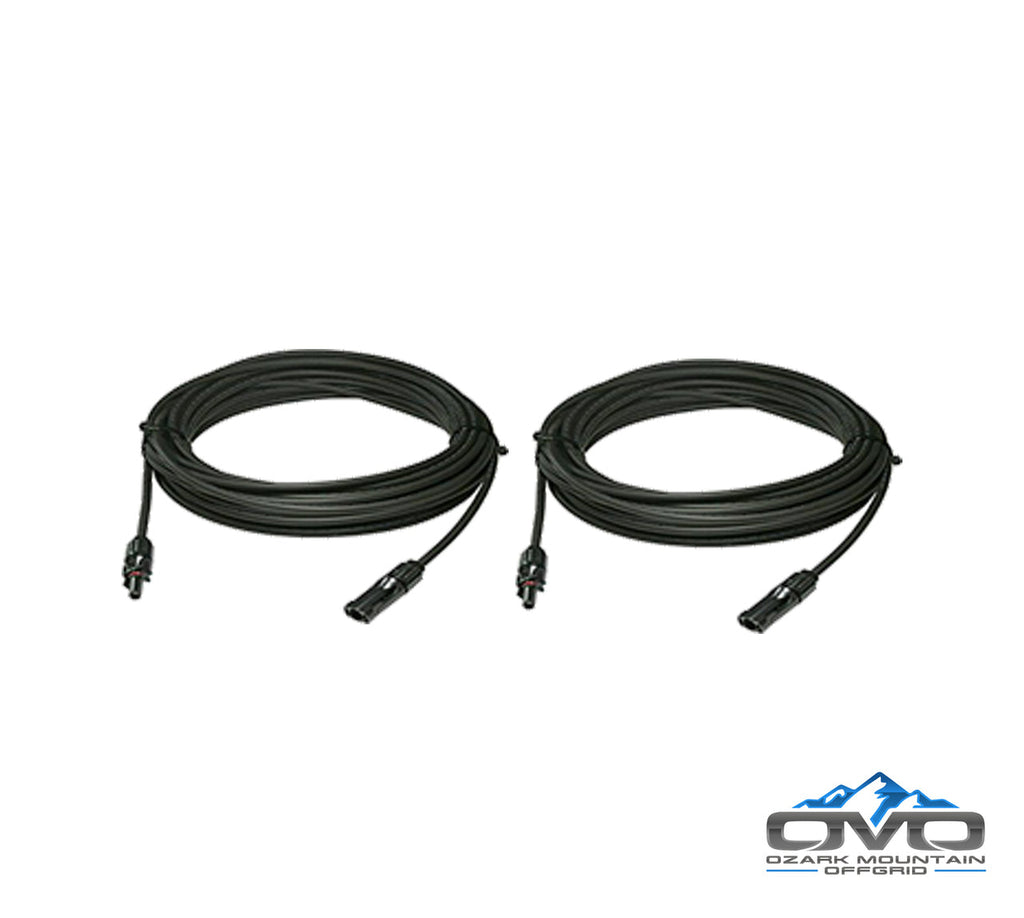 Solar Panel 10AWG MC4 Cables - 1 Pair - 20 Feet Black + 20 Feet Black