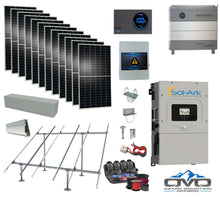 Load image into Gallery viewer, 6KW Complete Offgrid Solar Kit - 9.6kWh Lithium Battery + 15K Sol-Ark Inverter +6.6KW Solar with Ground Mount and Wiring