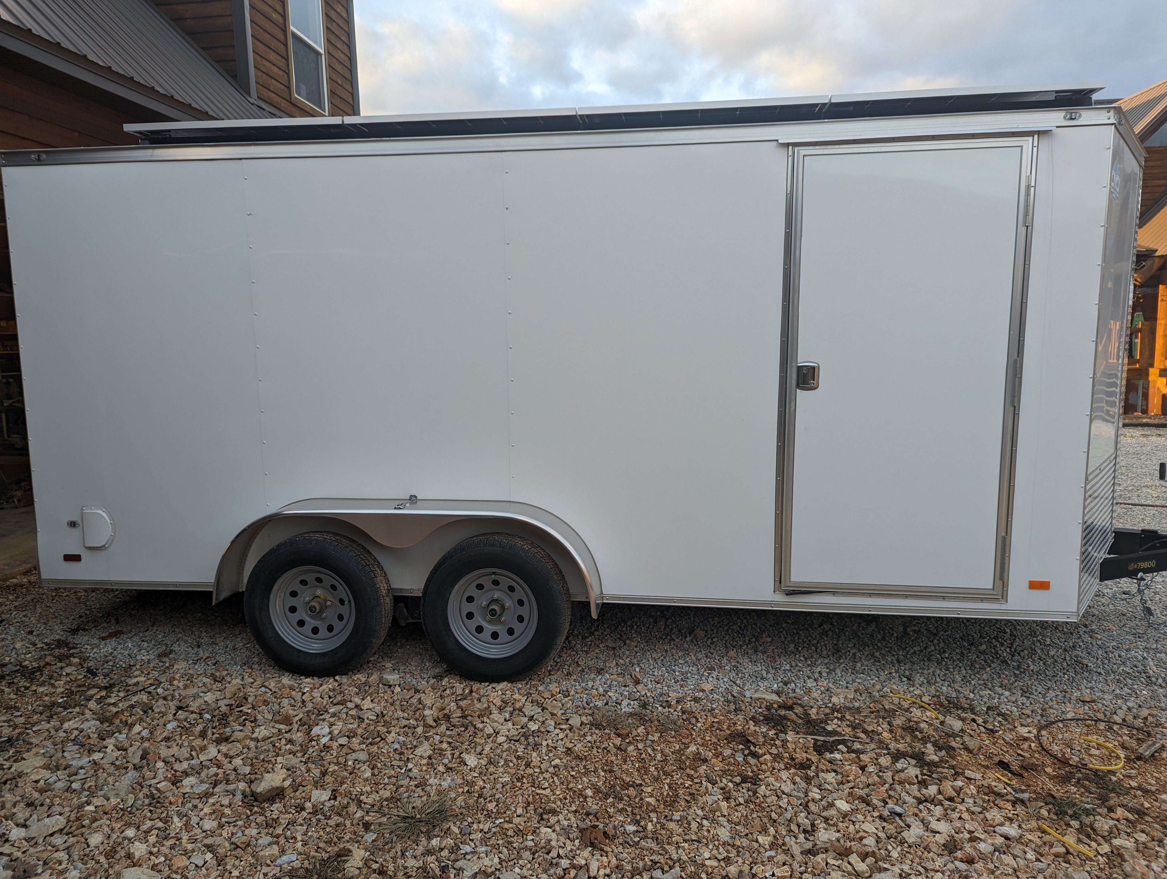 16' Expanded Model Enclosed SOLAR POWERED Offgrid Self-Sufficient Trailer - BASE MODEL w Expanded 10K Split Phase 120V/240V OMO E-Line Inverter + 10.24kWh OMO E-Line Lithium Battery