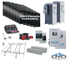 Load image into Gallery viewer, Commercial 120KW Solar Array - 3 Phase 480V Solar Kit + 2x 60K 480V Sol-Ark Inverter + 2x 60KW Sol-Ark OUTDOOR Lithium Battery +121KW Solar with Ground Mount and Wiring