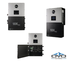 Load image into Gallery viewer, 30KW Complete Offgrid Solar Kit + EG4 18kPV + 2x 32KW OMO 48V Freedom Series Lithium Battery + 30.8KW Solar with Roof Mounting Rails and Wiring