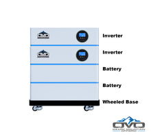 Load image into Gallery viewer, 8KW OMO All-In-One Customizable Stacking Inverter/Battery System 120/240 11000W Total Inverter Output + 10.24K Lithium Battery + 8.8KW Solar Roof Mount