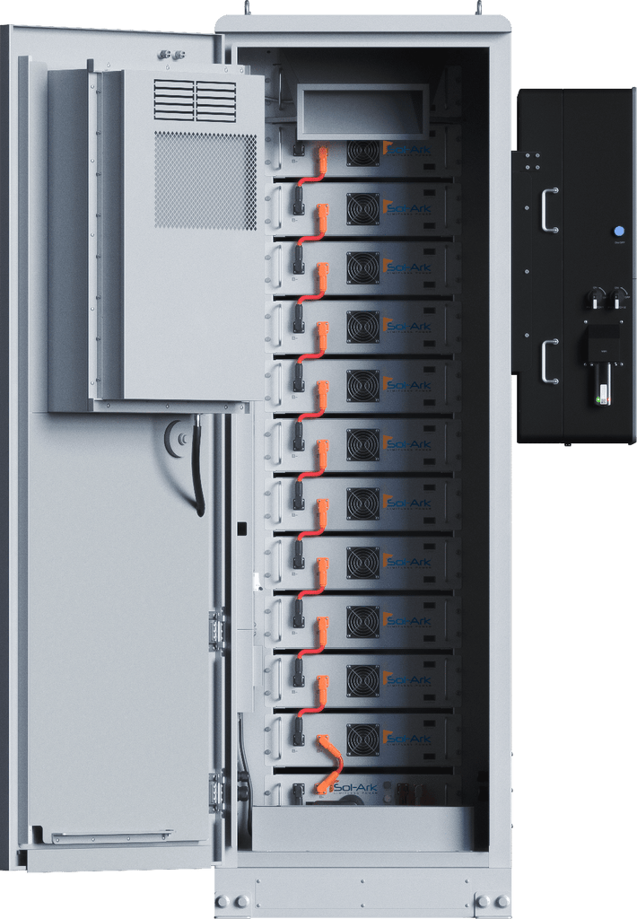 Commercial 60KW Solar Array - 3 Phase 480V Solar Kit + 60K 480V Sol-Ark Inverter + 60KW Sol-Ark OUTDOOR Lithium Battery +60.5KW Solar with Ground Mount and Wiring