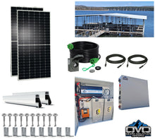Load image into Gallery viewer, 1.1KW Boat Dock Offgrid Solar Kit (2 Panel + 2 Lithium Batteries) - Mountable with Plug and Play Connections