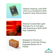 Load image into Gallery viewer, Peak Saunas Shasta 1-Person Full Spectrum Infrared Sauna with XL Medical-Grade Red Light Therapy &amp; Smart WiFi App Control
