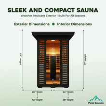 Load image into Gallery viewer, Peak Saunas Patagonia 2-Person Outdoor Full Spectrum Infrared Sauna with XL Medical-Grade Red Light Therapy and Smart WiFi App Control