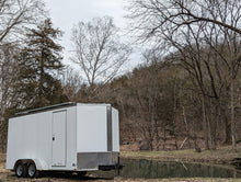 Load image into Gallery viewer, 16&#39; Enclosed SOLAR POWERED Offgrid Self-Sufficient Trailer - Concession Window Expanded Solar Array / Expanded Lithium battery bank - MOBILE STOREFRONT VERSION