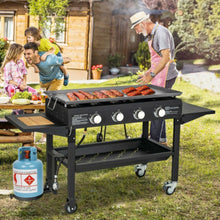Load image into Gallery viewer, Portable Outdoor 4 Burner Propane Flat Top Gas Grill W/ Wheels, 60K BTU (SAK66104)