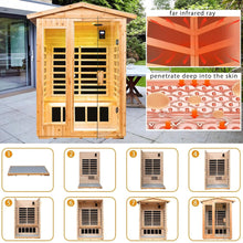 Load image into Gallery viewer, Premium 2-Person Indoor Outdoor Low EMF FAR-Infrared Hemlock Wood Personal Home Sauna Spa, 1750W (SAK27451)