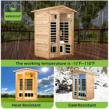 Load image into Gallery viewer, Premium 2-Person Indoor Outdoor Low EMF FAR-Infrared Hemlock Wood Personal Home Sauna Spa, 1750W (SAK27451)