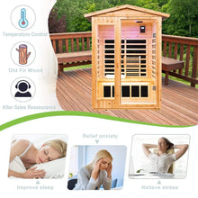 Load image into Gallery viewer, Premium 2-Person Indoor Outdoor Low EMF FAR-Infrared Hemlock Wood Personal Home Sauna Spa, 1750W (SAK27451)