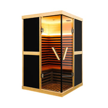 Load image into Gallery viewer, Premium Large 2-Person V-Shaped FAR Infrared Sauna Room With Double Glass Doors, 1980W (SAK96413)