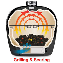 Load image into Gallery viewer, Primo Oval Large 300 All-In-One Ceramic Kamado Grill W/ Cradle, Side Shelves &amp; Stainless Steel Grates [PGCLGC] (SAK21293)