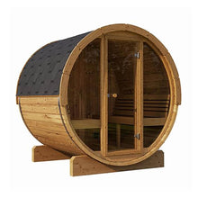 Load image into Gallery viewer, SaunaLife Model E7G Ergo Series 4-Person Outdoor Sauna Barrel With Glass Front [SL-MODELE7G] (SAK81934)