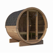 Load image into Gallery viewer, SaunaLife Model E8G Ergo Series 6-Person Outdoor Sauna Barrel With Tempered Glass Front [SL-MODELE8G] (SAK92814)
