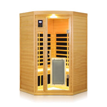 Load image into Gallery viewer, Premium 2-Person Corner Space Infrared Wooden Sauna Room With Bluetooth Speakers, 1600W (SAK81524)